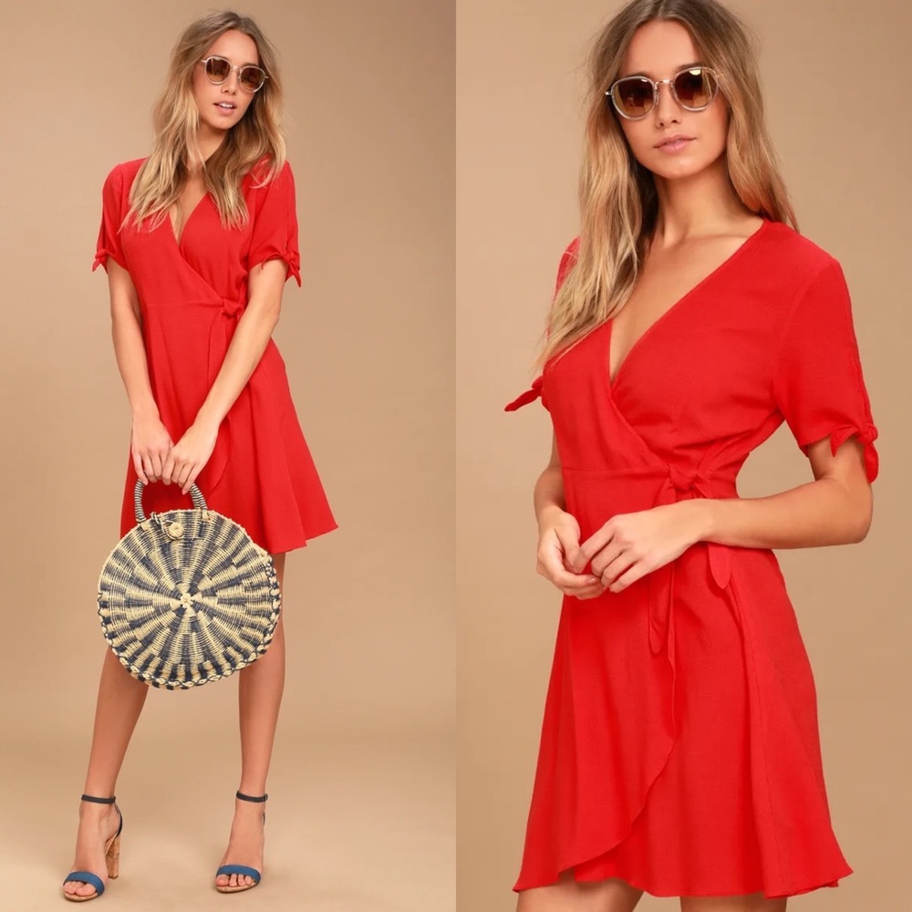 LULU’S My Philosophy Red Wrap Dress